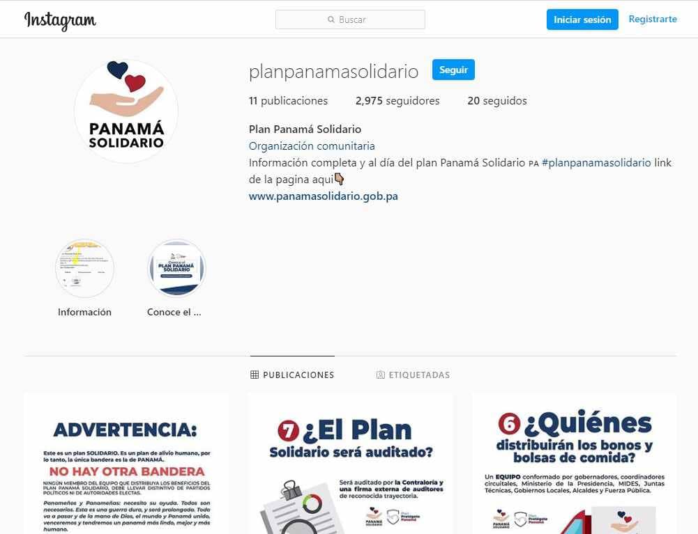 Plan Panamá Solidario - Instagram