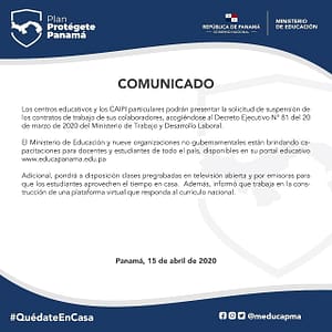 Comunicado oficial MEDUCA 15 de abril de 2020 - parte 2