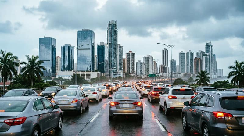 Marvin Joel Lezcano Colindres Tráfico congestionado en la Ciudad de Panamá durante hora pico